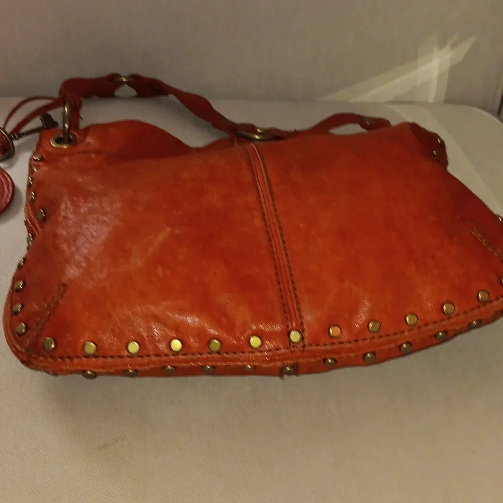 Fossil brass studded leather hobo bag - Picture 3 of 9
